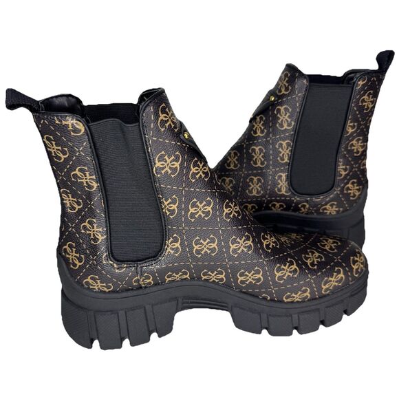 GUESS Women's Hestia Brown Logo Ankle Boot Platform Shoes - Size 8.5 M - Picture 9 of 15